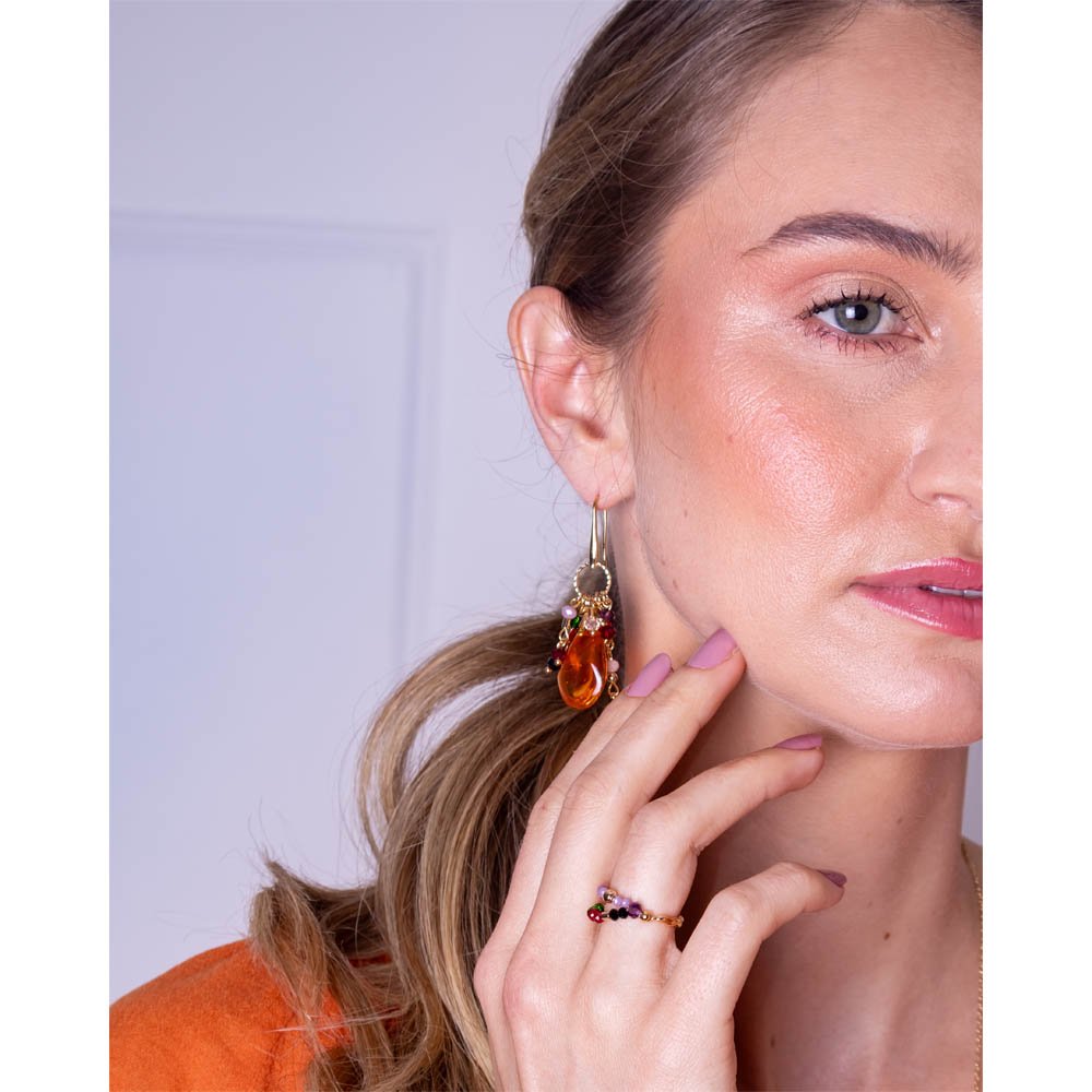 Brinco Feminino Gota Laranja Dourado Gipsy Soul Dourado 3