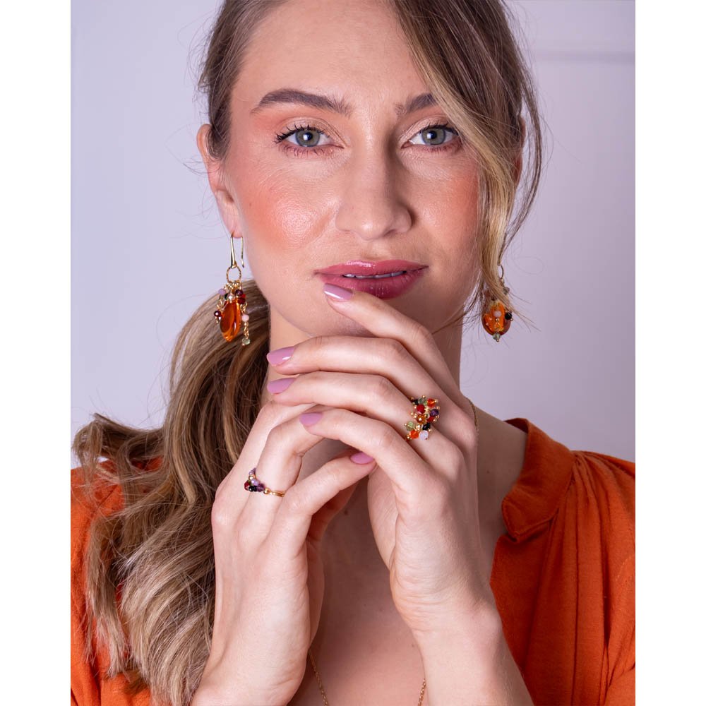 Brinco Feminino Gota Laranja Dourado Gipsy Soul Dourado 4