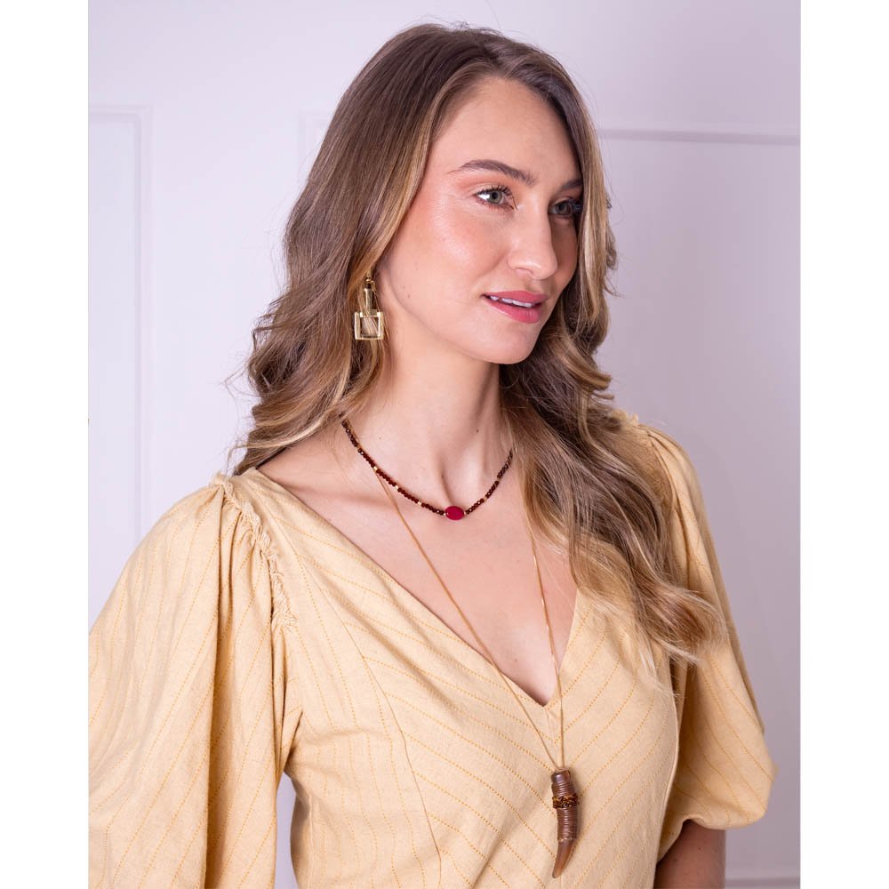 Colar Feminino Boho Resina Dourado Gipsy Soul Dourado 3