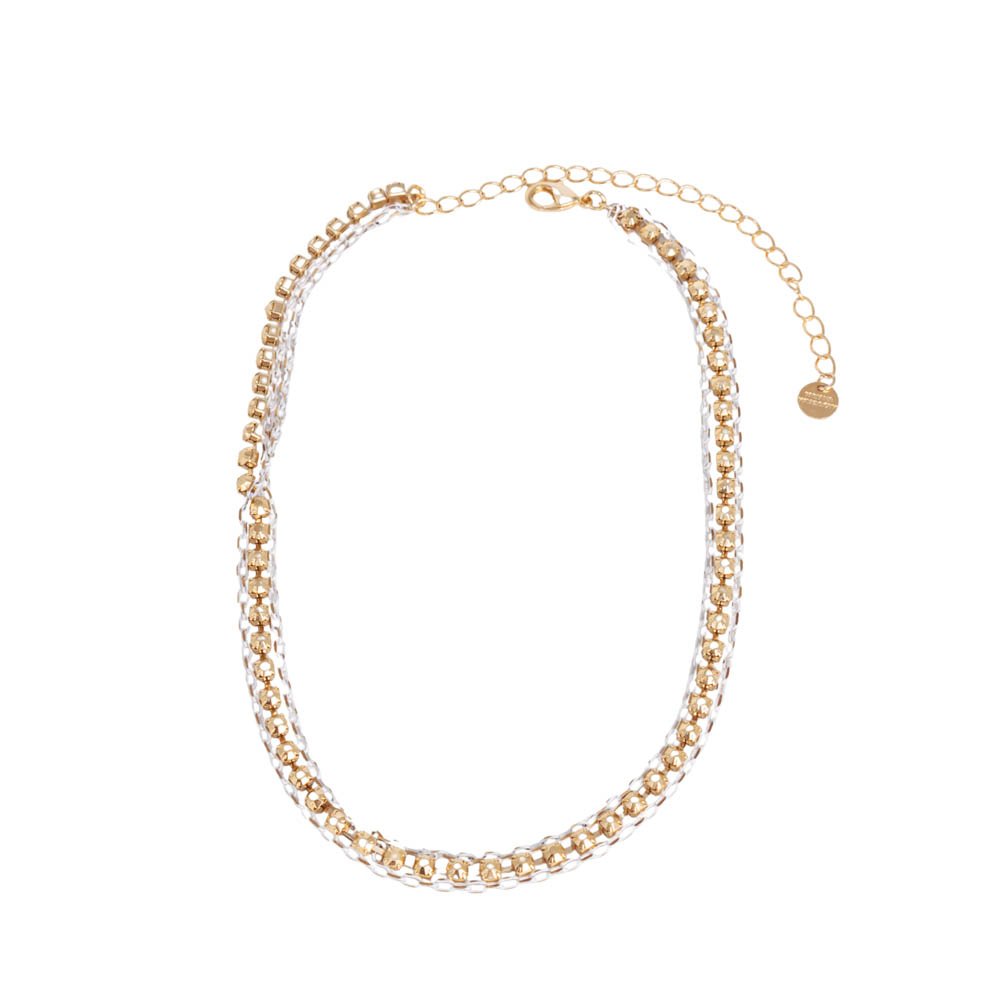 Colar Feminino Choker Corrente Strass Dourado Gipsy Soul