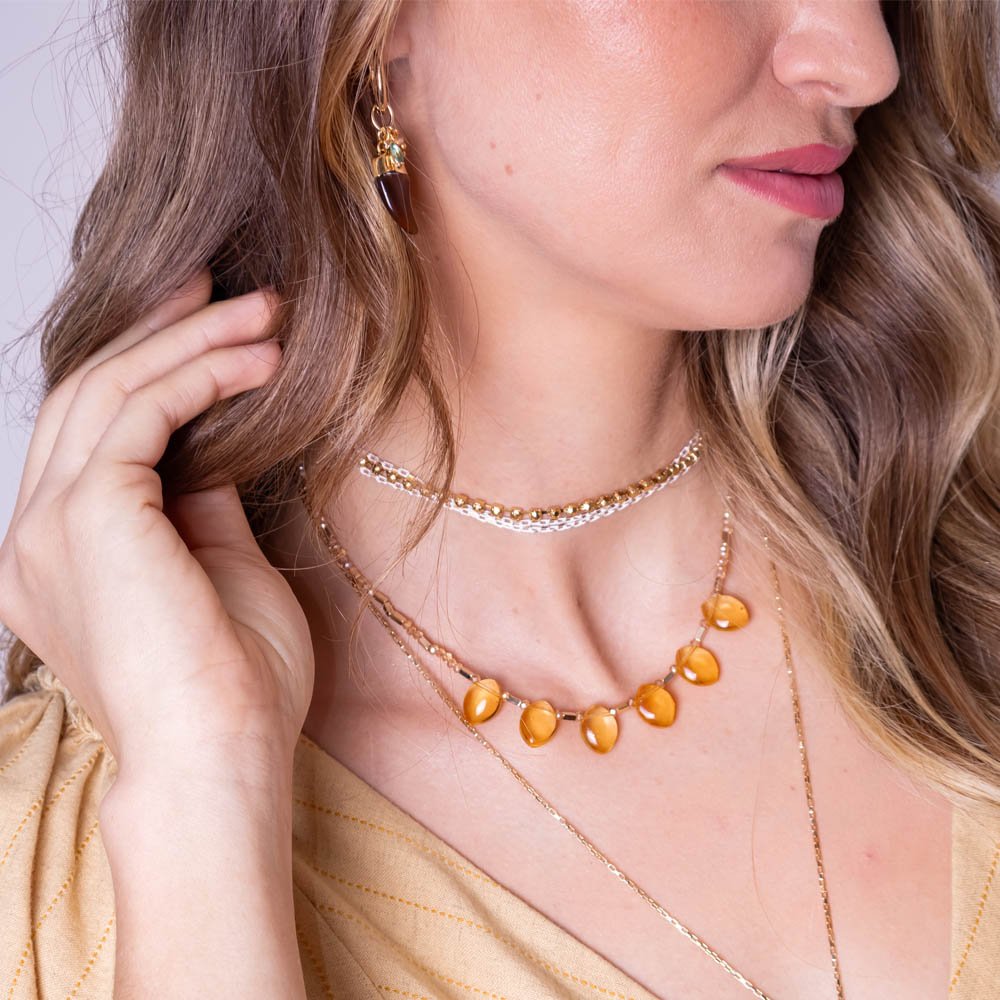 Colar Feminino Choker Corrente Strass Dourado Gipsy Soul Dourado 2