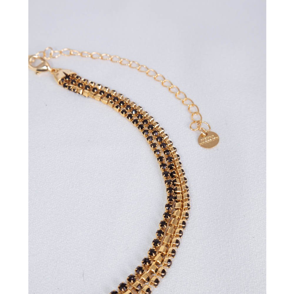 Colar Feminino Choker Strass Preto Dourado Gipsy Soul Dourado 3