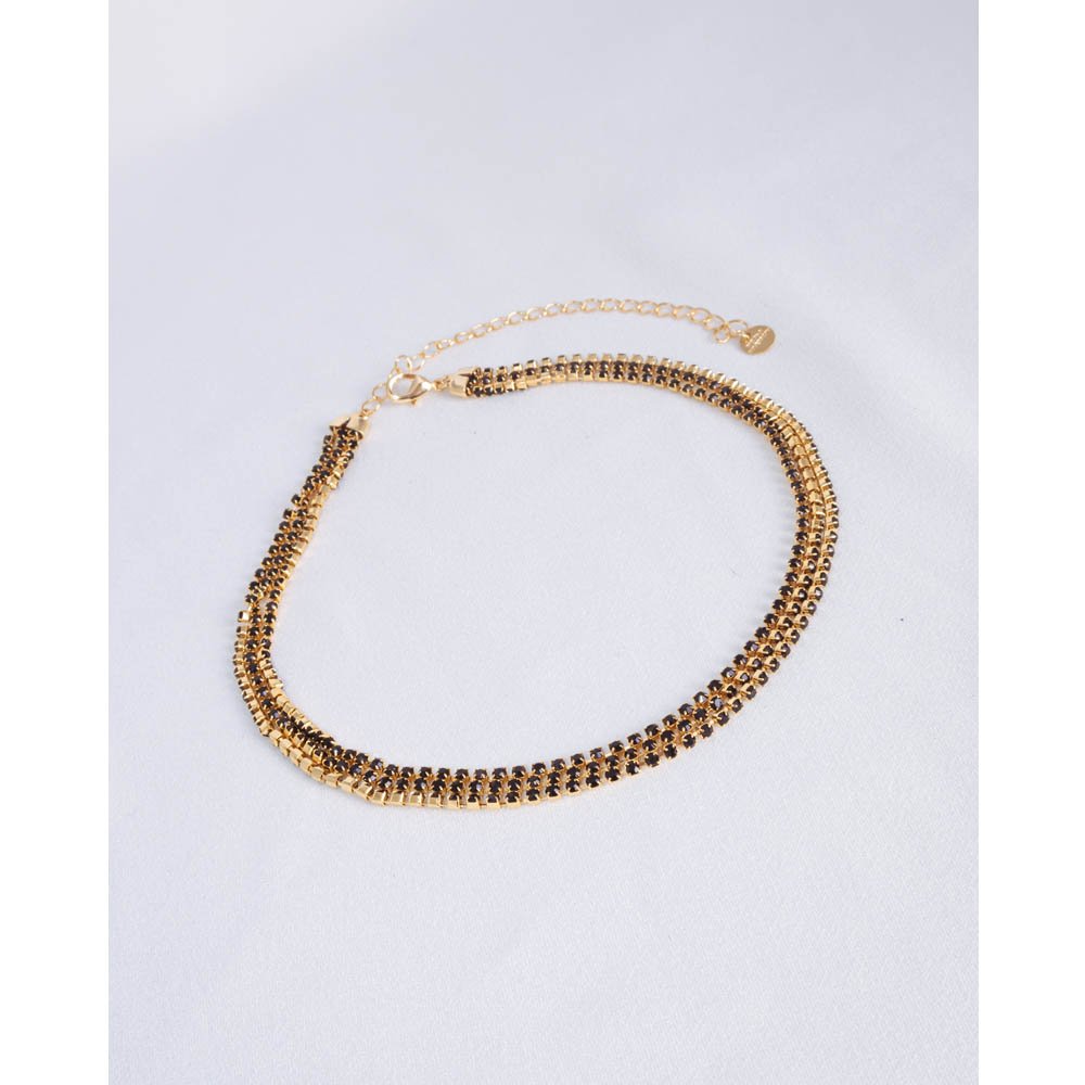 Colar Feminino Choker Strass Preto Dourado Gipsy Soul Dourado 4
