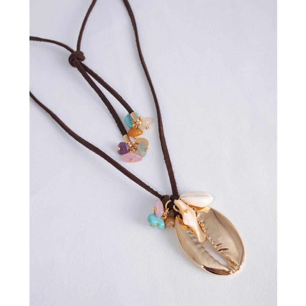 Colar Feminino Coffee Shell Dourado Gipsy Soul Preto 5