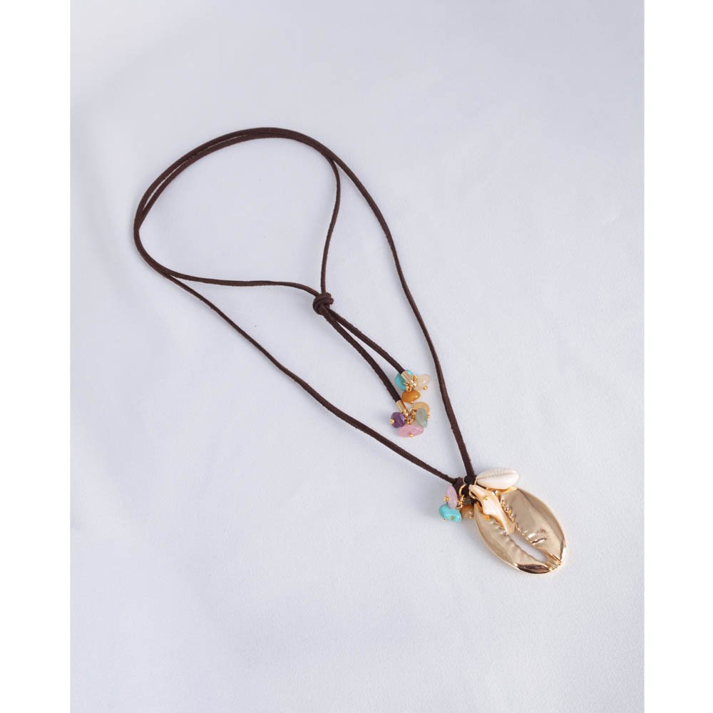 Colar Feminino Coffee Shell Dourado Gipsy Soul Preto 6