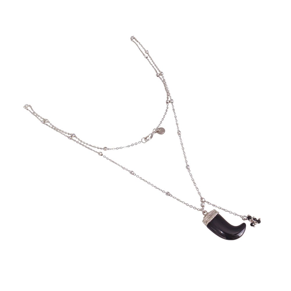 Colar Feminino Dente Preto Gipsy Soul Prata 1