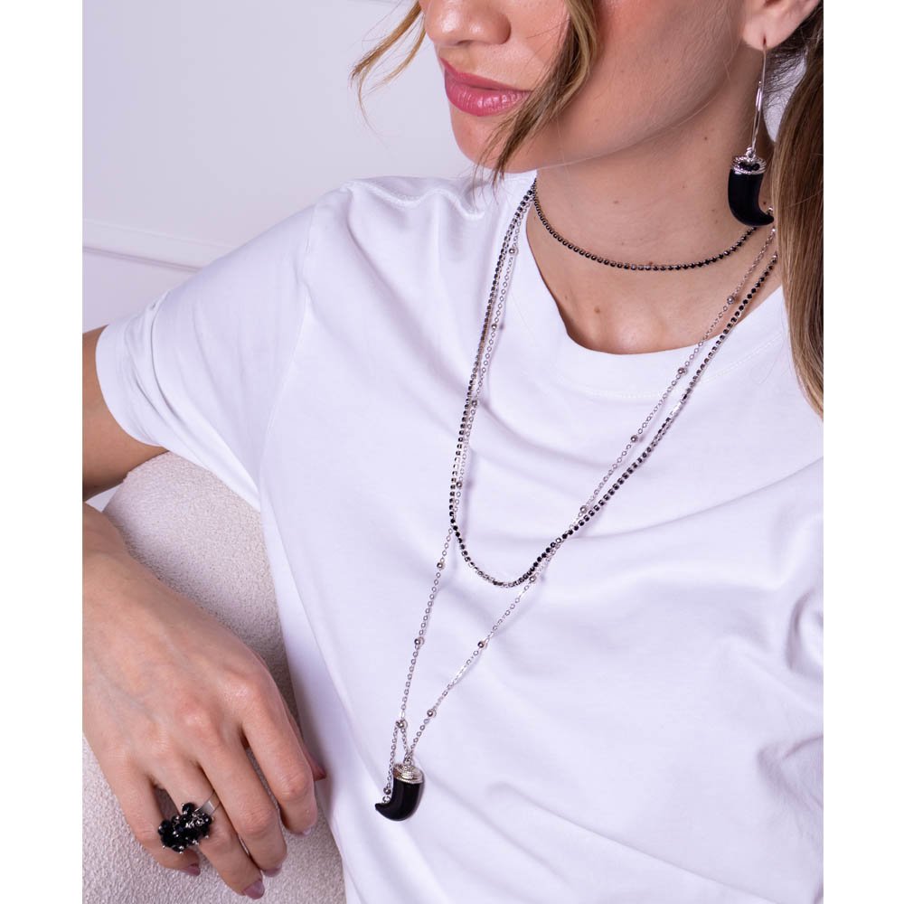 Colar Feminino Dente Preto Gipsy Soul Prata 2