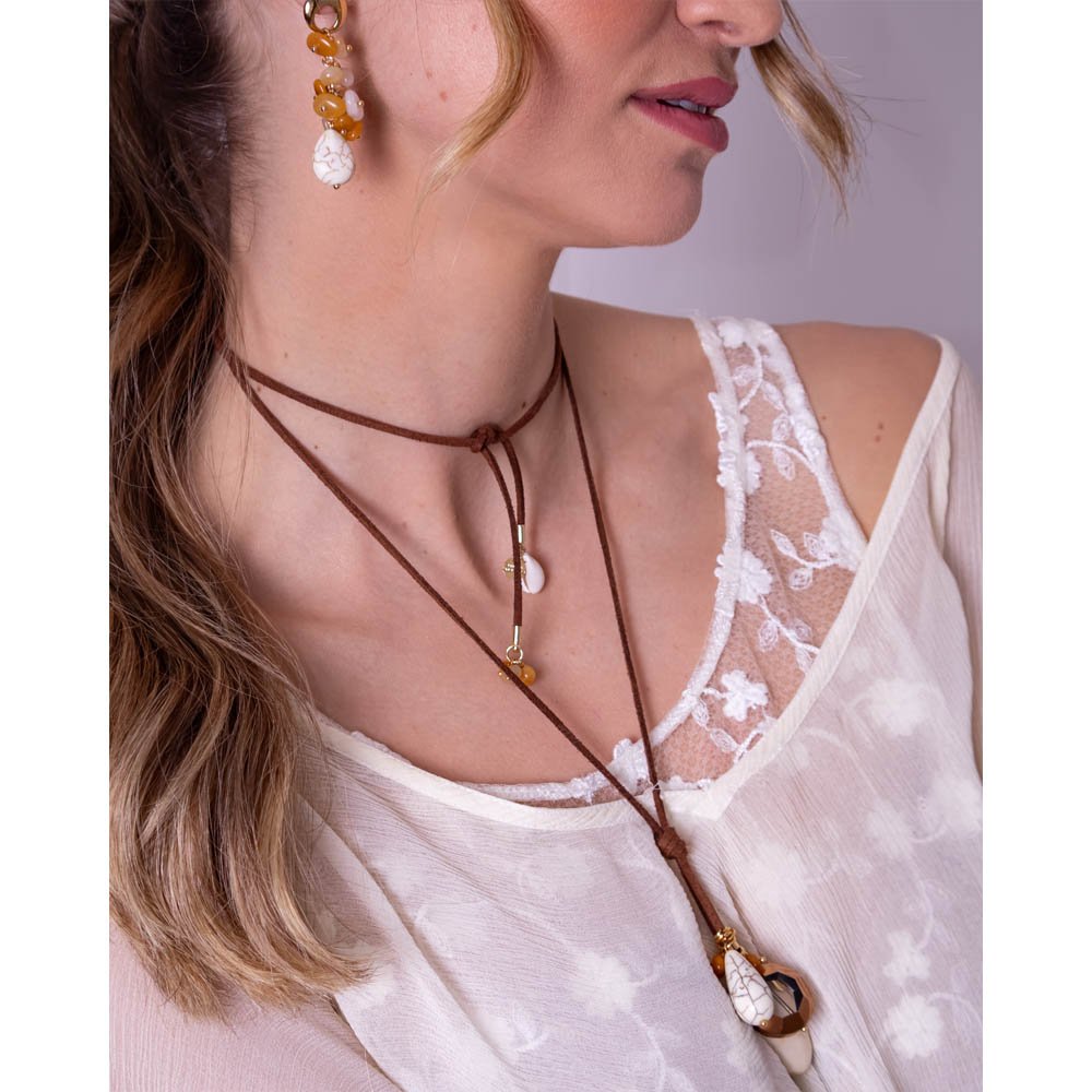 Colar Feminino Wood Mystic Dourado Gipsy Soul Marrom 2