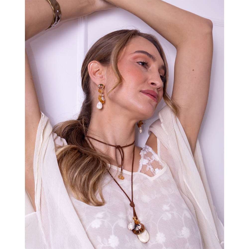 Colar Feminino Wood Mystic Dourado Gipsy Soul Marrom 3