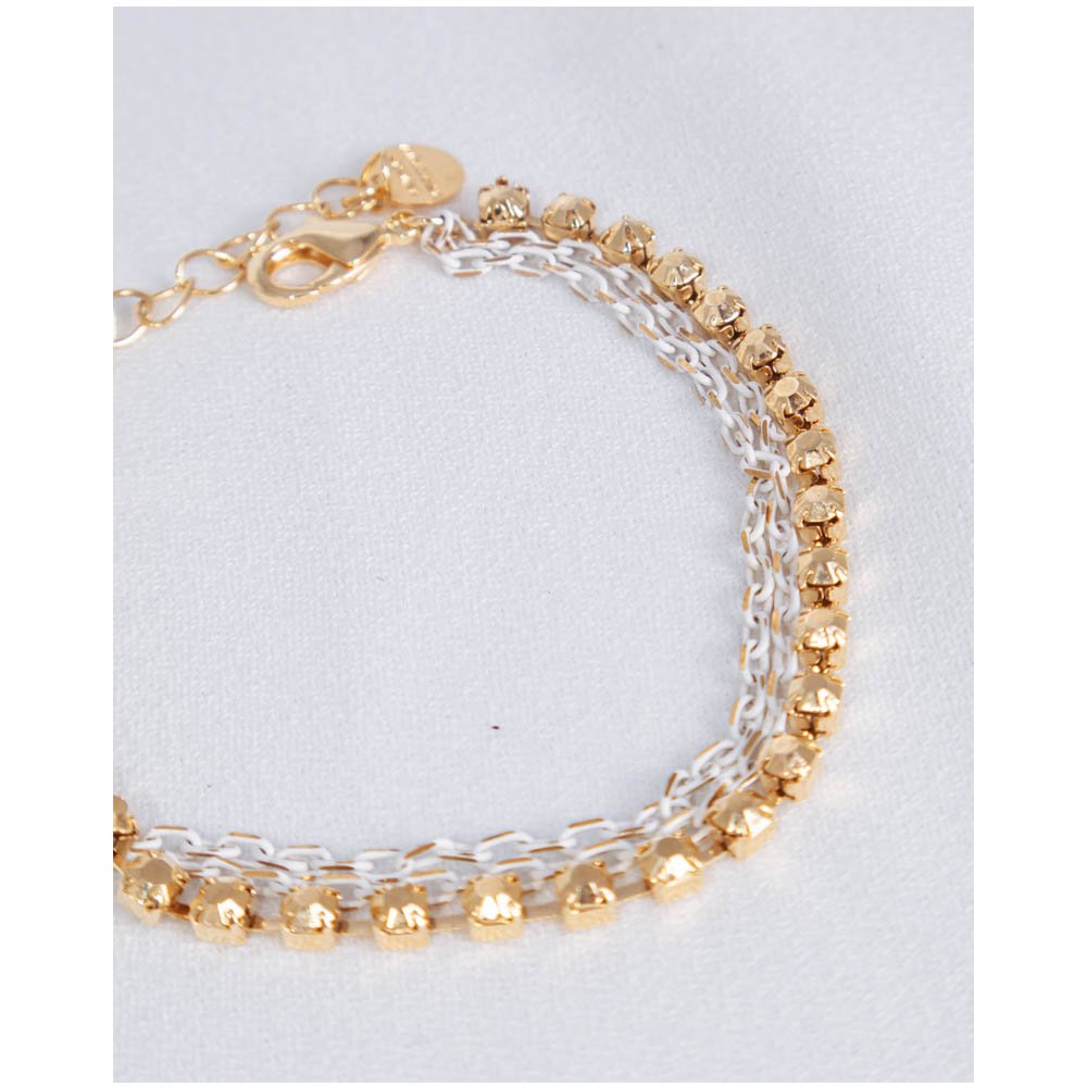 Pulseira Feminina Tripla Strass Dourado Gipsy Soul Dourado 4