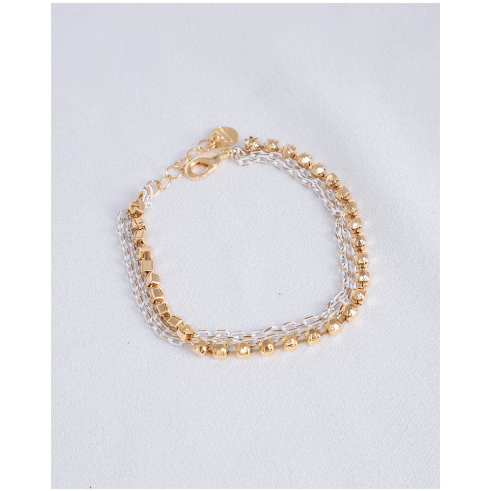 Pulseira Feminina Tripla Strass Dourado Gipsy Soul Dourado 5