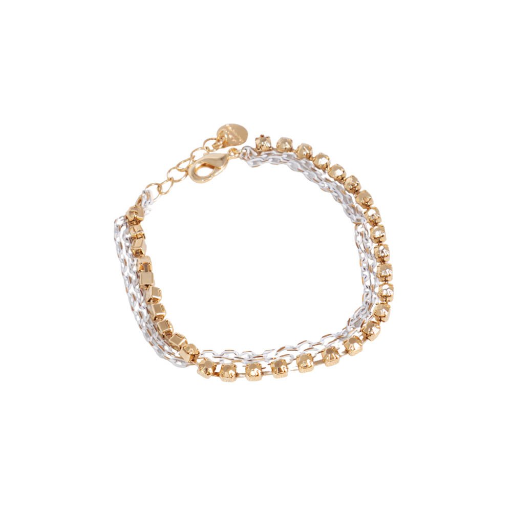 Pulseira Feminina Tripla Strass Dourado Gipsy Soul