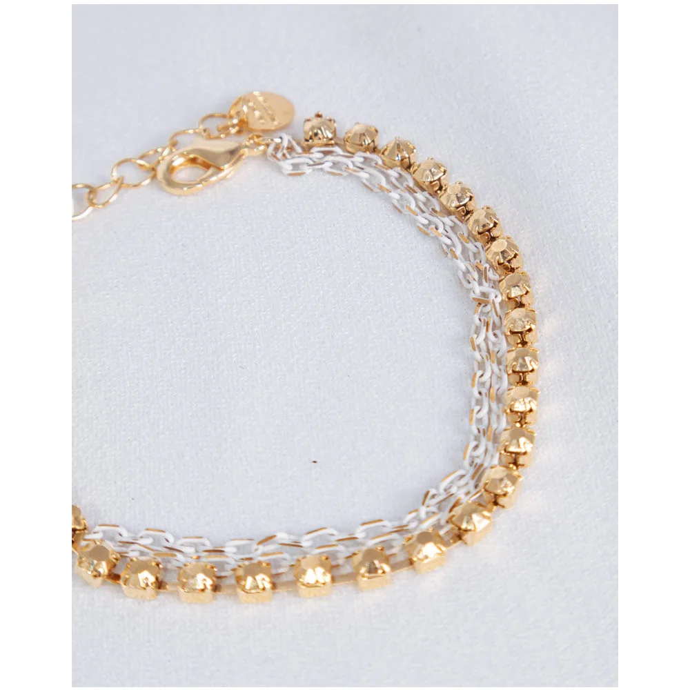 Pulseira Feminina Tripla Strass Dourado Gipsy Soul Dourado 4
