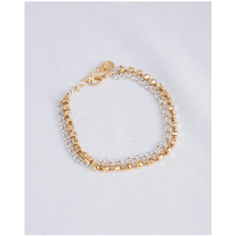 Pulseira Feminina Tripla Strass Dourado Gipsy Soul Dourado 5
