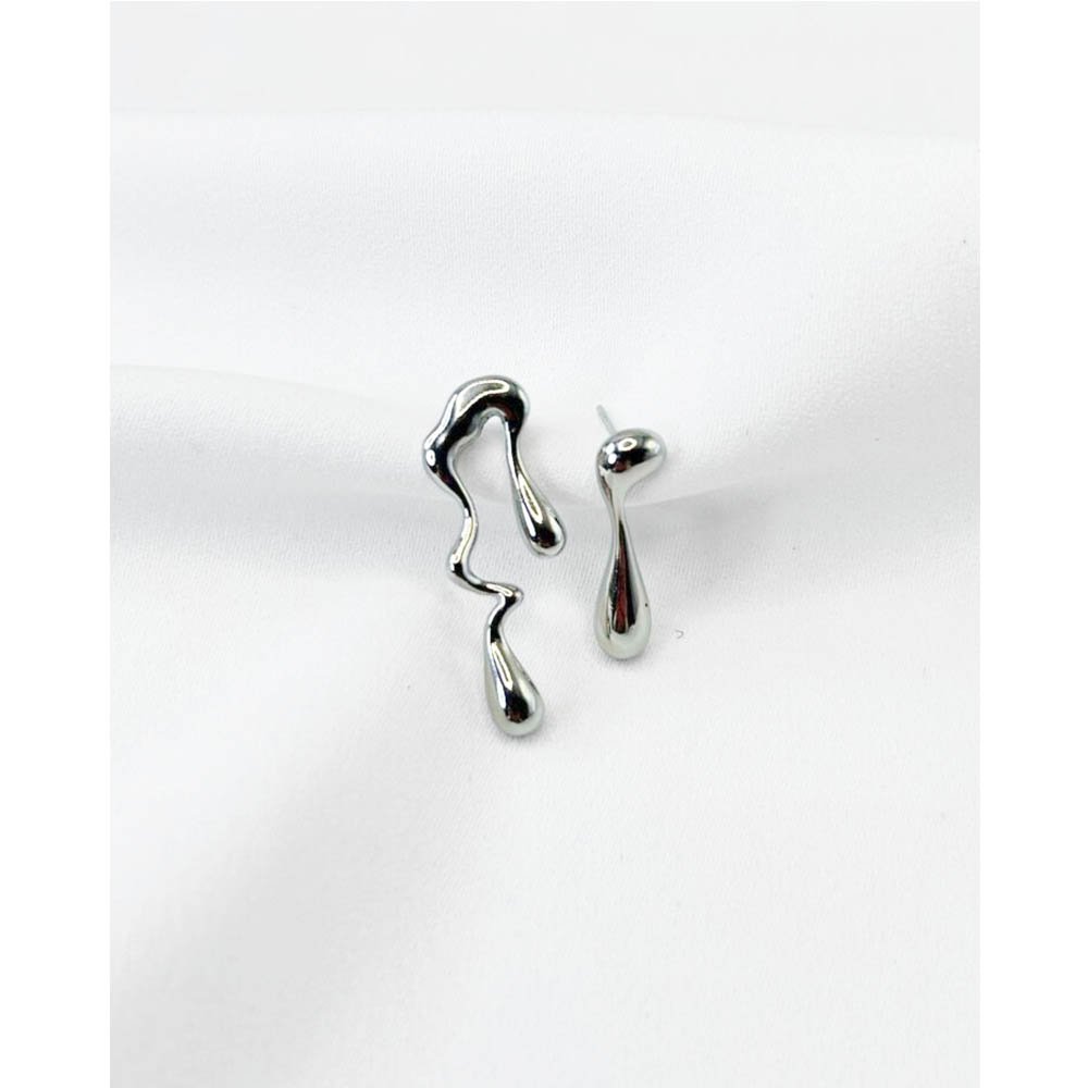 Brinco Feminino Mini Melted Prateado Prata 2