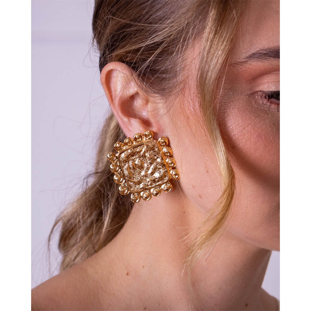 Brinco Feminino Geometric Tiles Dourado Dourado 2