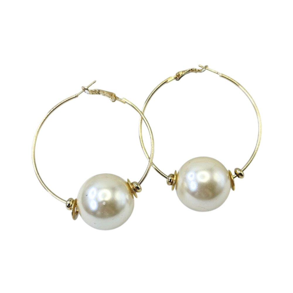 Brinco Feminino Argola Pérola Max Dourado Dourado 3