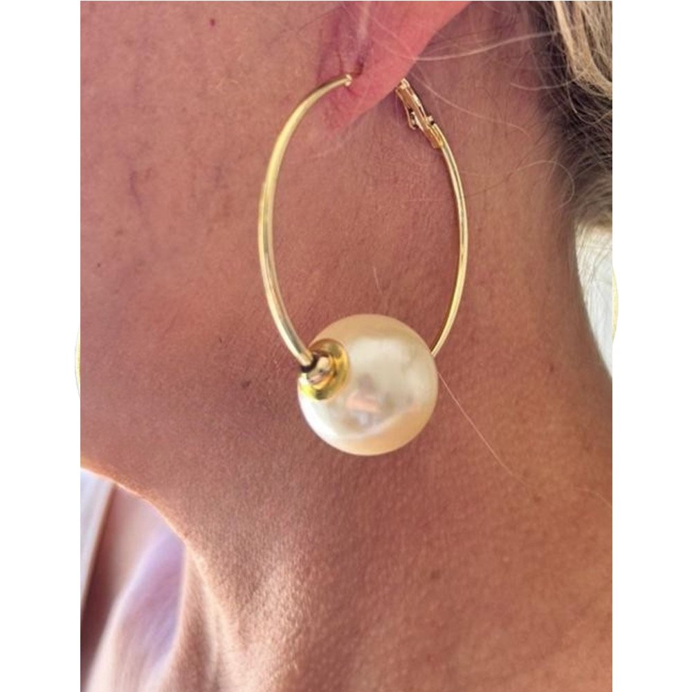 Brinco Feminino Argola Pérola Max Dourado Dourado 4