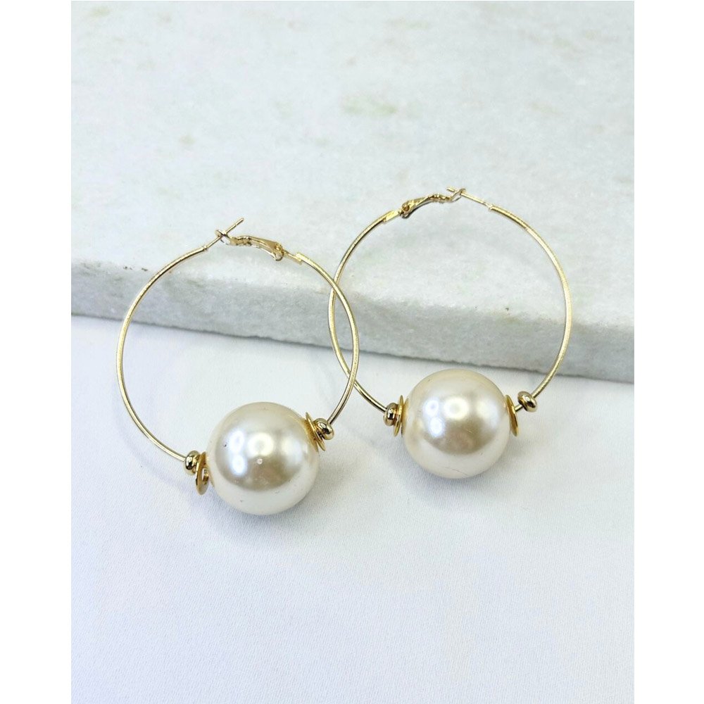 Brinco Feminino Argola Pérola Max Dourado Dourado 2