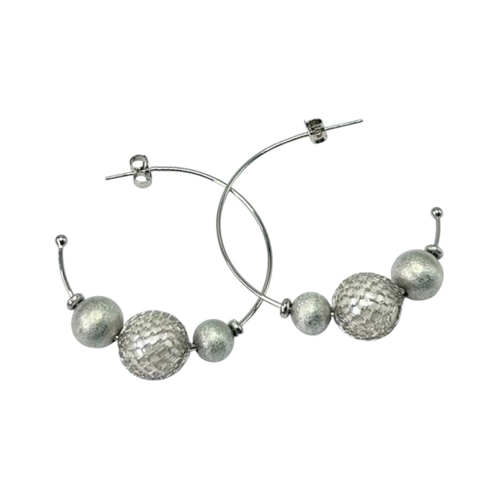 Brinco Feminino Argola Silver Mesh Prateado