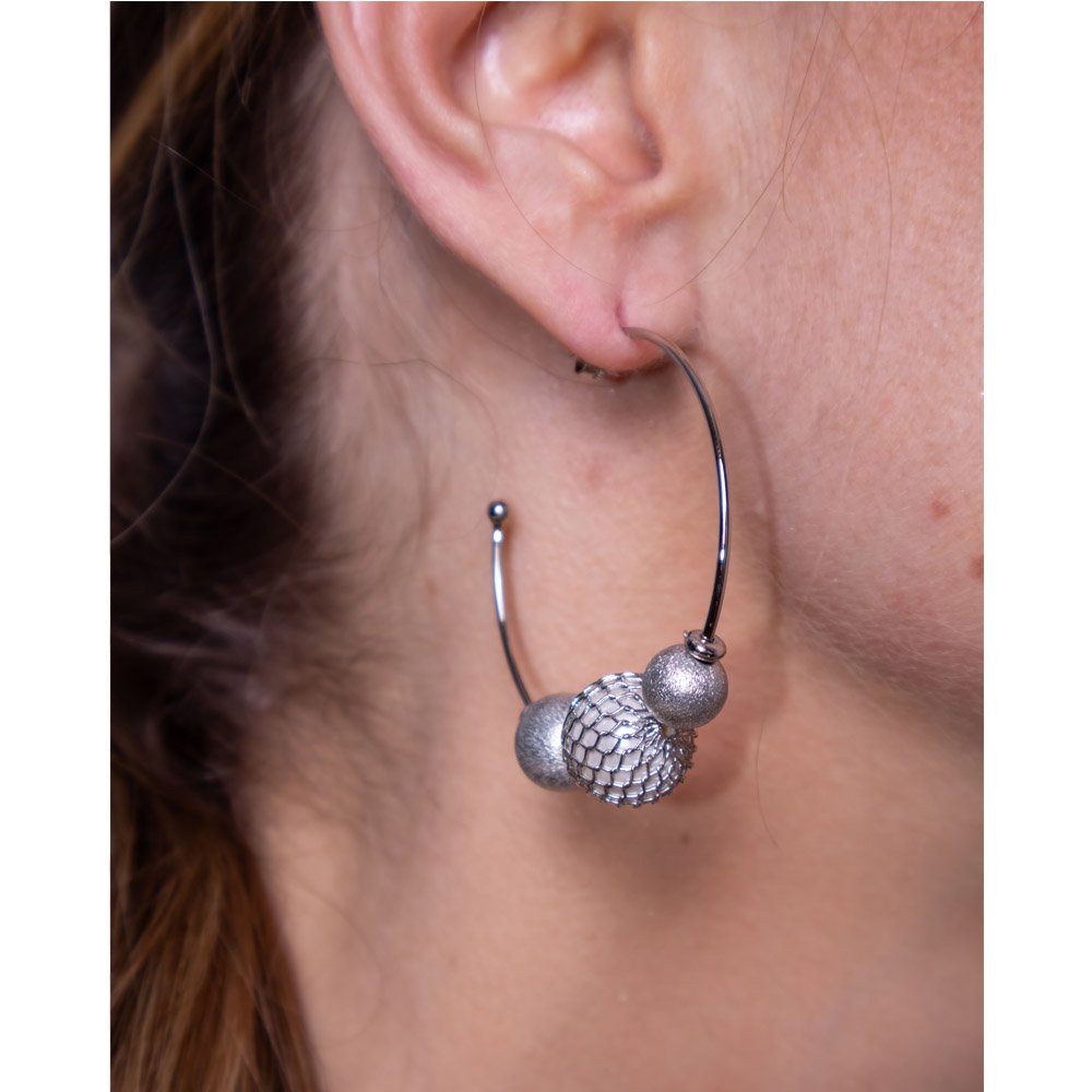 Brinco Feminino Argola Silver Mesh Prateado Prata 2