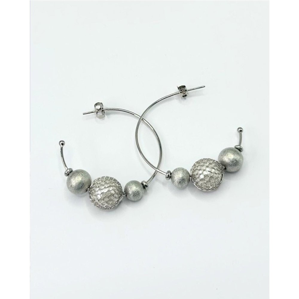 Brinco Feminino Argola Silver Mesh Prateado Prata 4