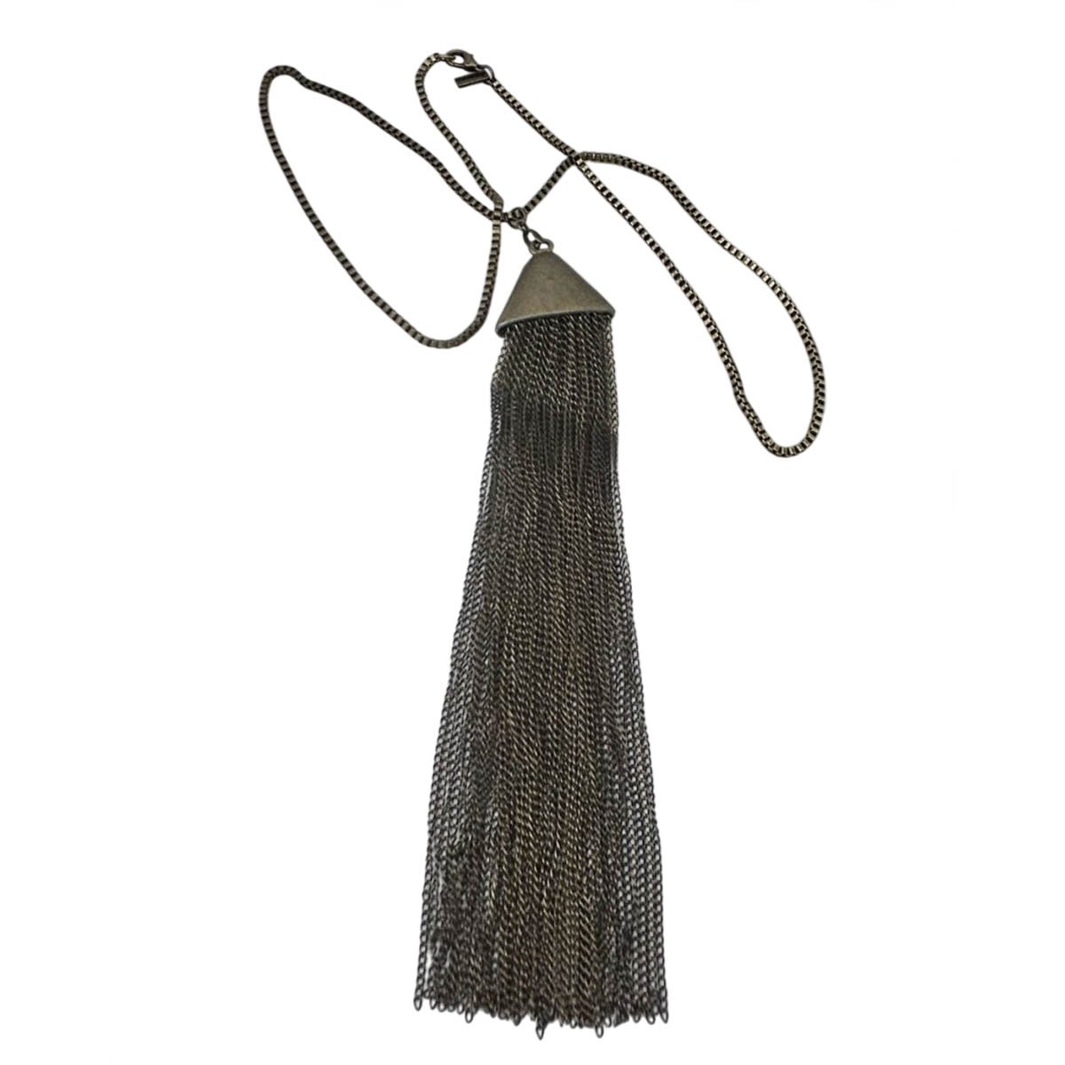 Colar Feminino Longo Franja Ouro Velho