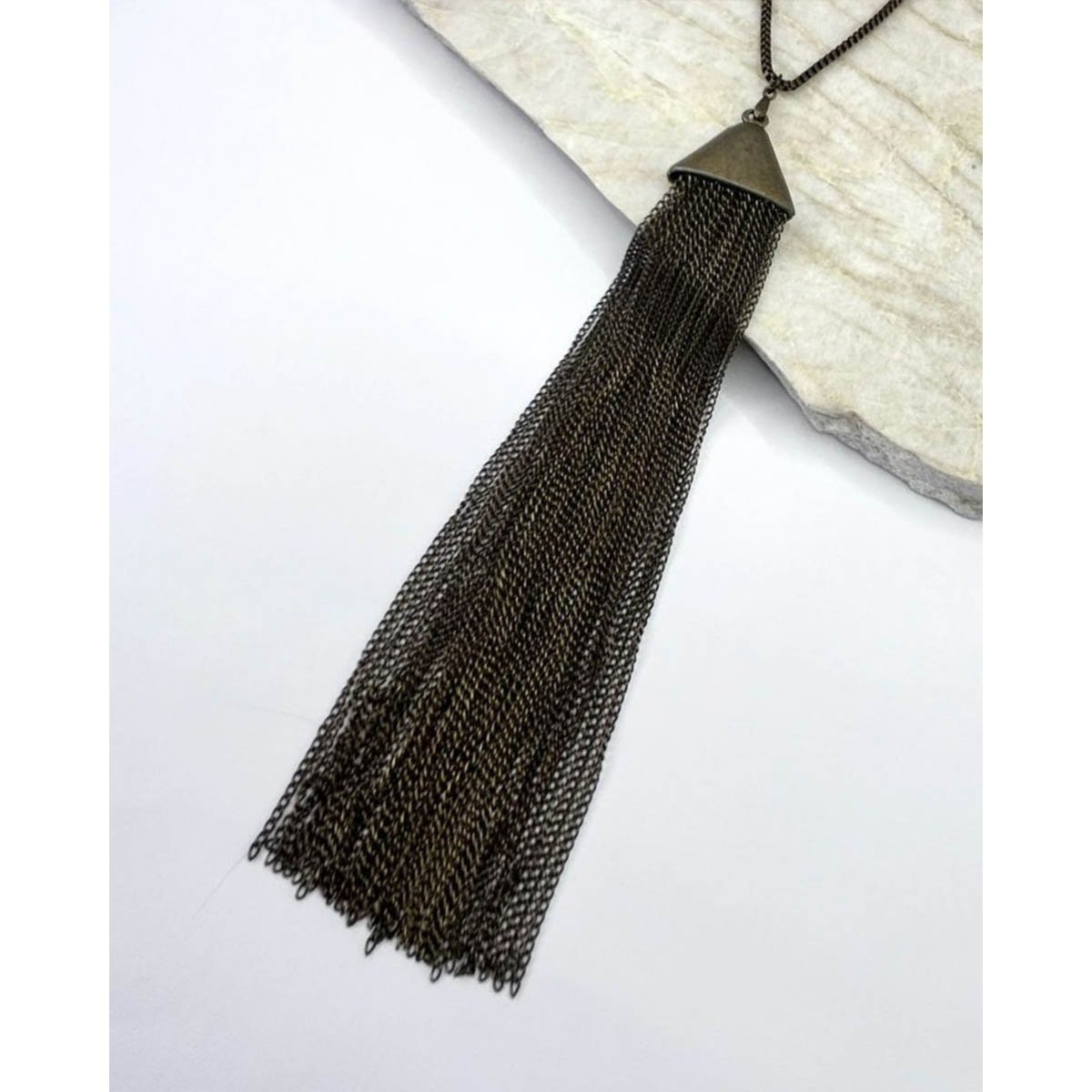 Colar Feminino Longo Franja Ouro Velho Dourado 3