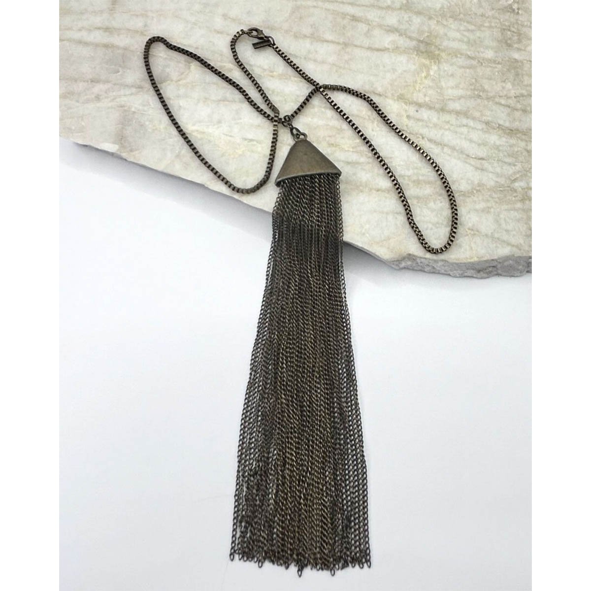 Colar Feminino Longo Franja Ouro Velho Dourado 4