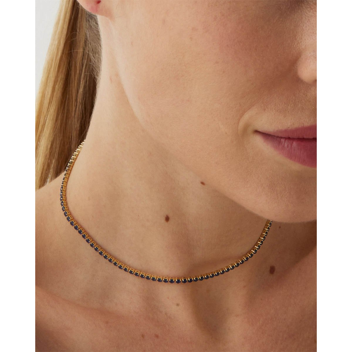 Colar Feminino Riviera Azul Dourado Azul 3