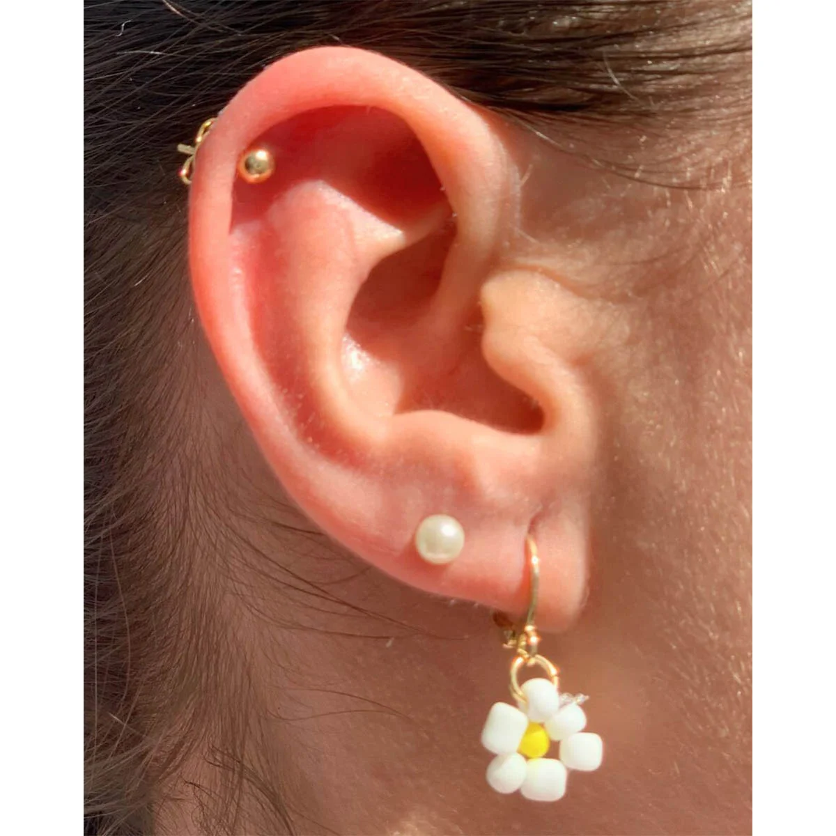 Kit 3 Pares de Brinco Feminino Daisy Prata 2