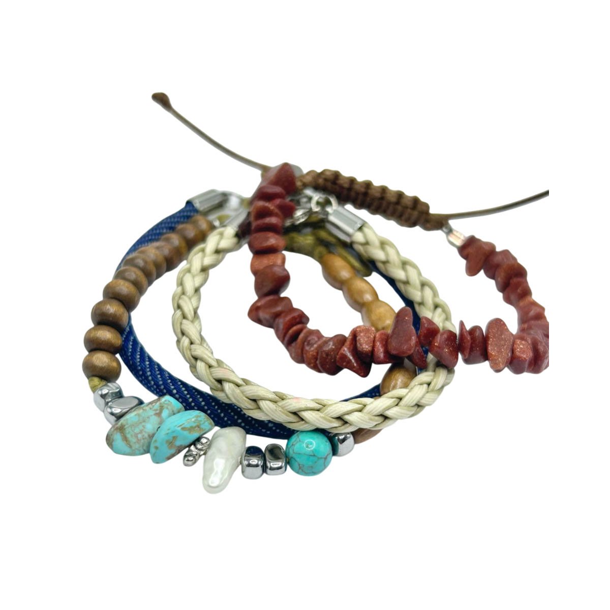 Kit 4 Pulseiras Masculinas Pedras