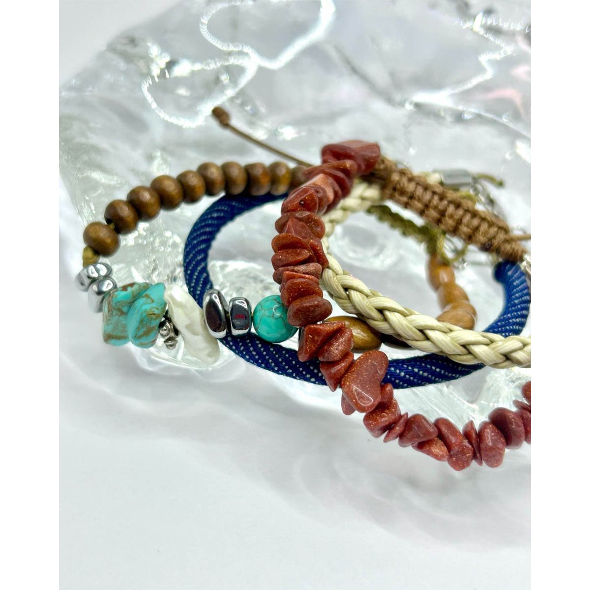 Kit 4 Pulseiras Masculinas Pedras Multicores 2