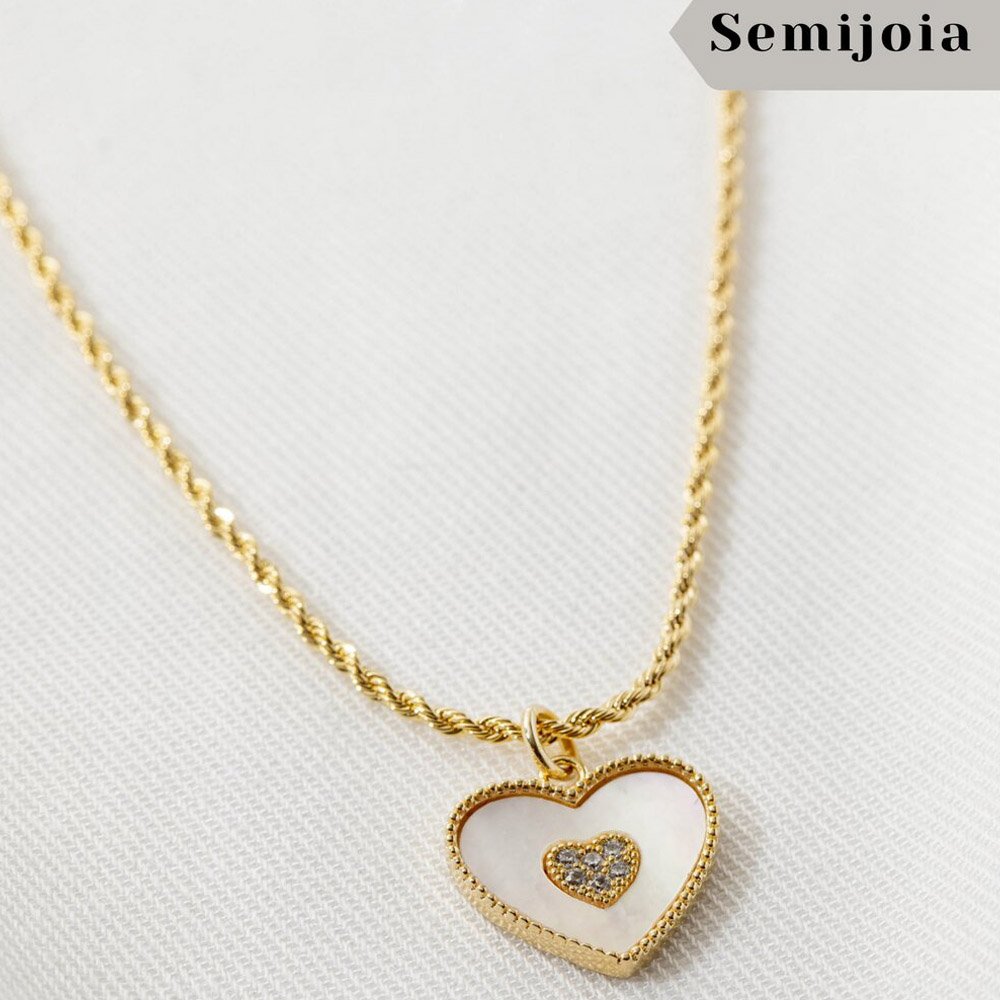 Colar Feminino Love Madrepérola Dourado Dourado 1
