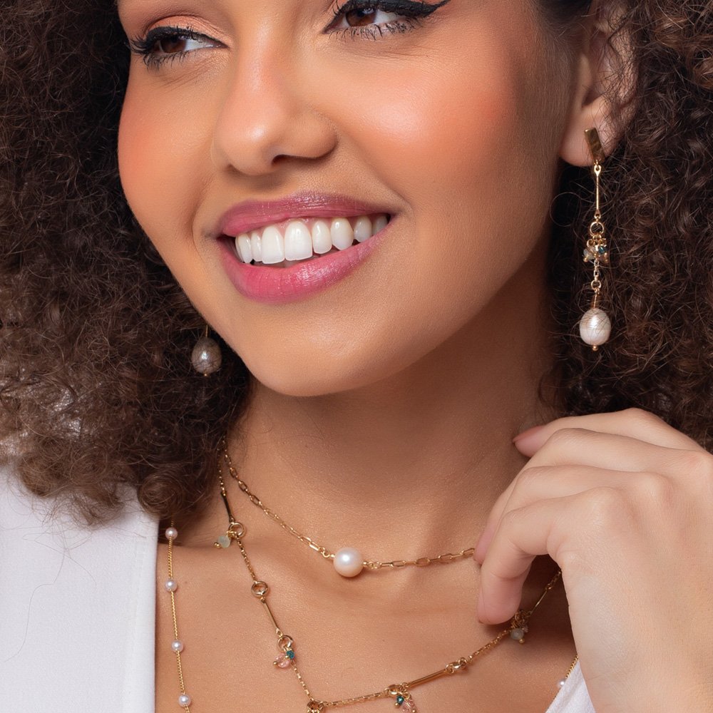 Colar Feminino Choker Pearl Básica Dourado 4