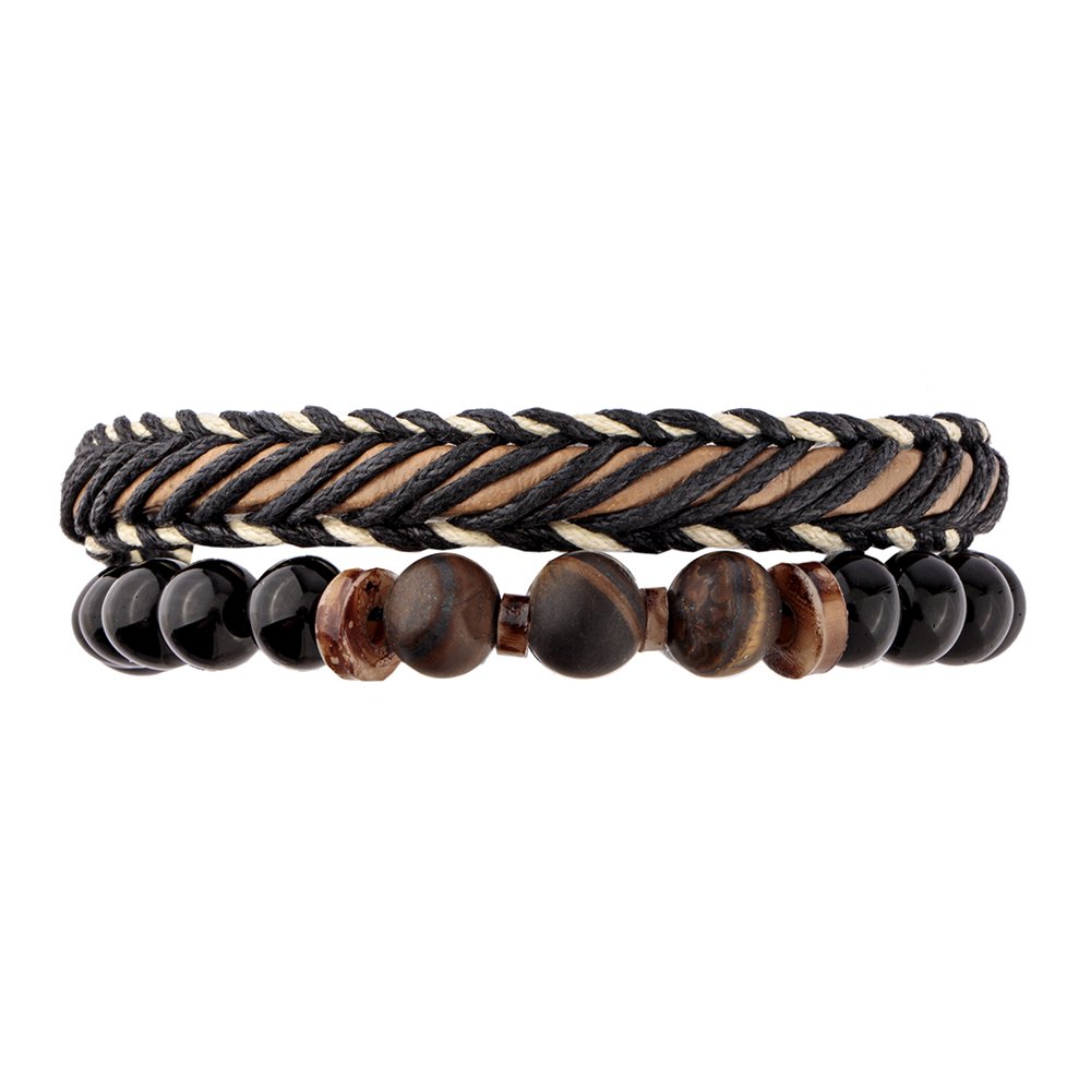 Kit de Pulseiras Masculina Olho de Tigre Preto 1