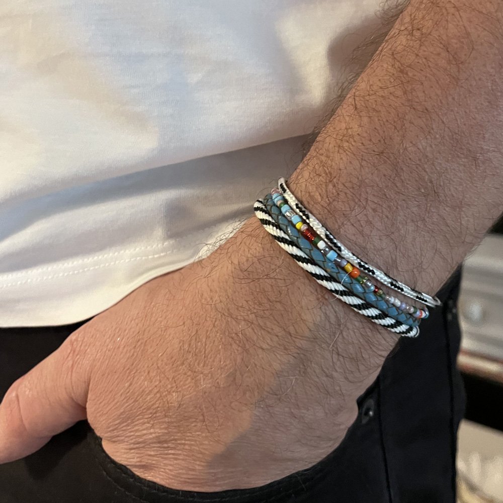 Pulseira Masculina Cordas e Miçangas Coloridas Multicores 3