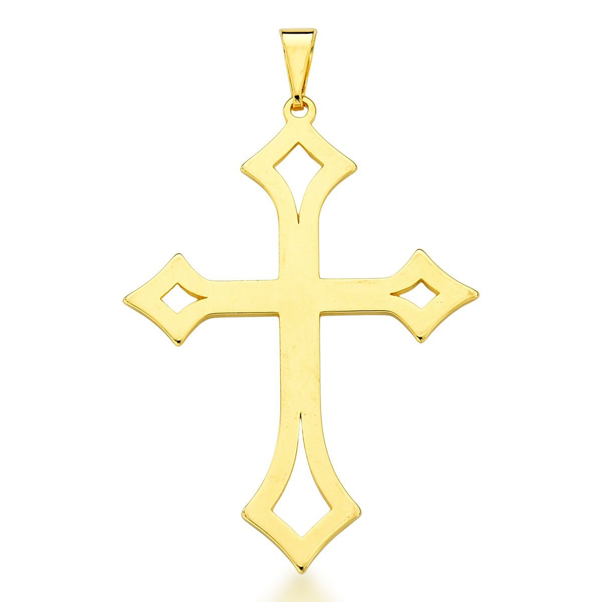 Pingente Crucifixo vazada Unissex banhada Ouro 18