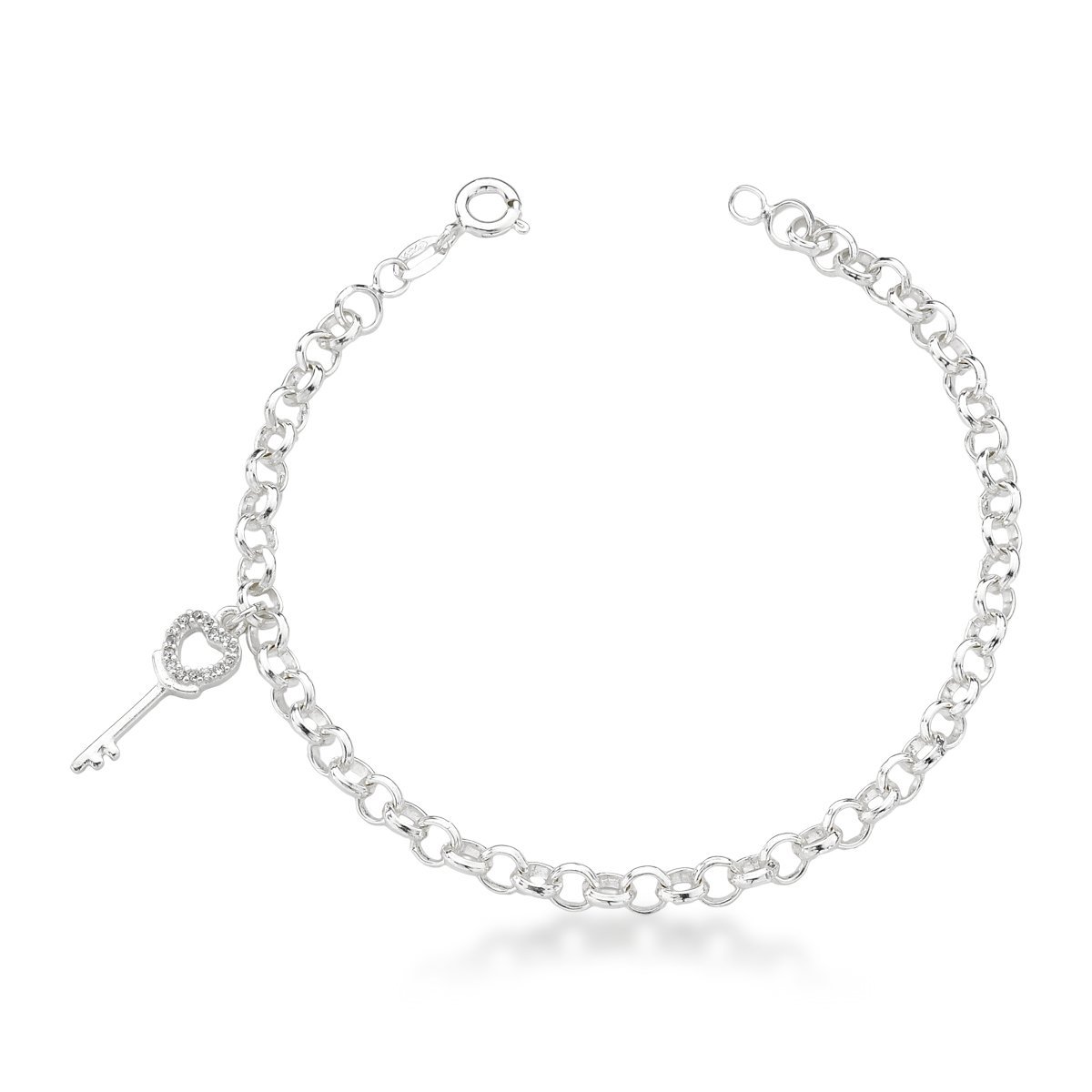 Pulseira De Prata 925 Feminina Maciça Elo Coração 18cm Joia - Site