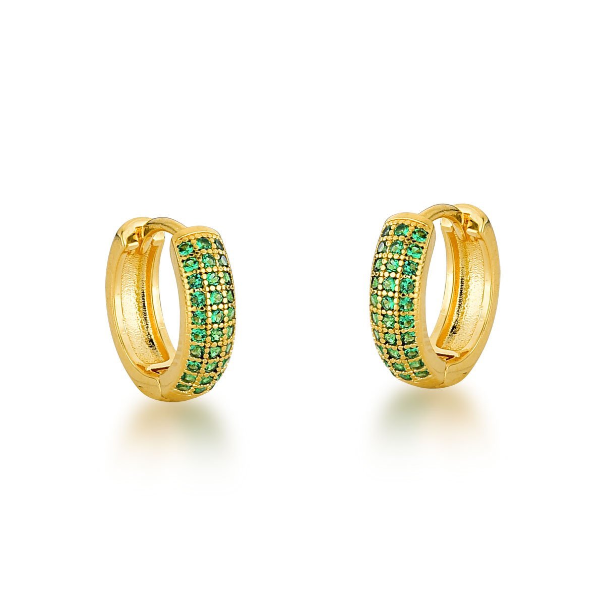 Kit Brincos Argolas cravejadas com Zirconias Banhadas a  Ouro 18k Dourado 3