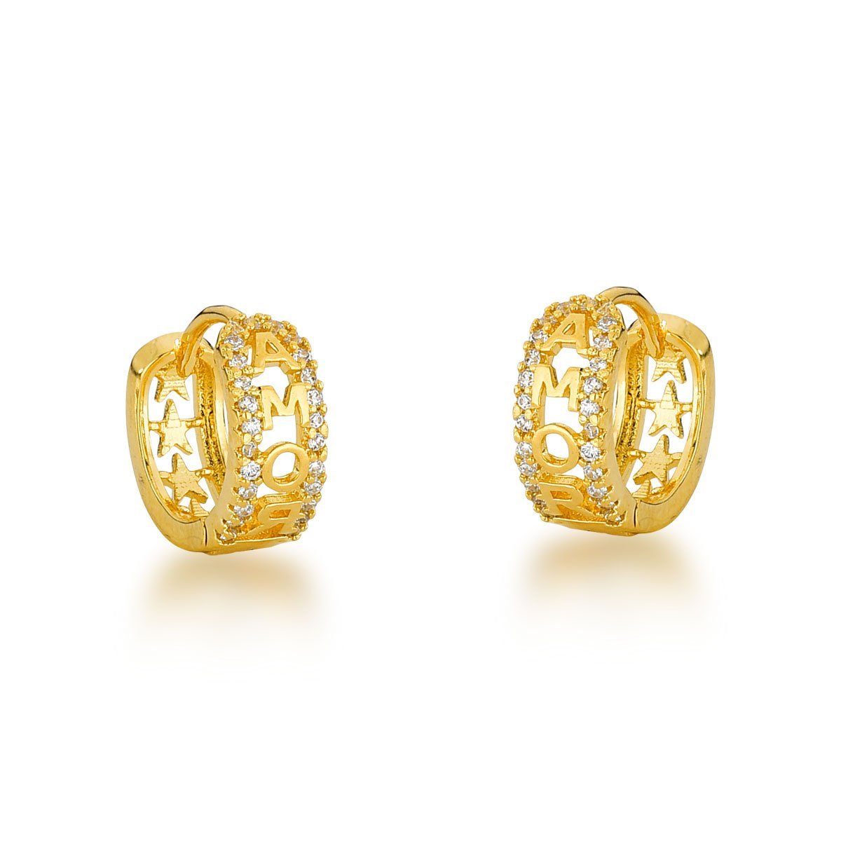 Kit Trio de Brincos Argolas Amor Banhados  a Ouro 18k Dourado 3