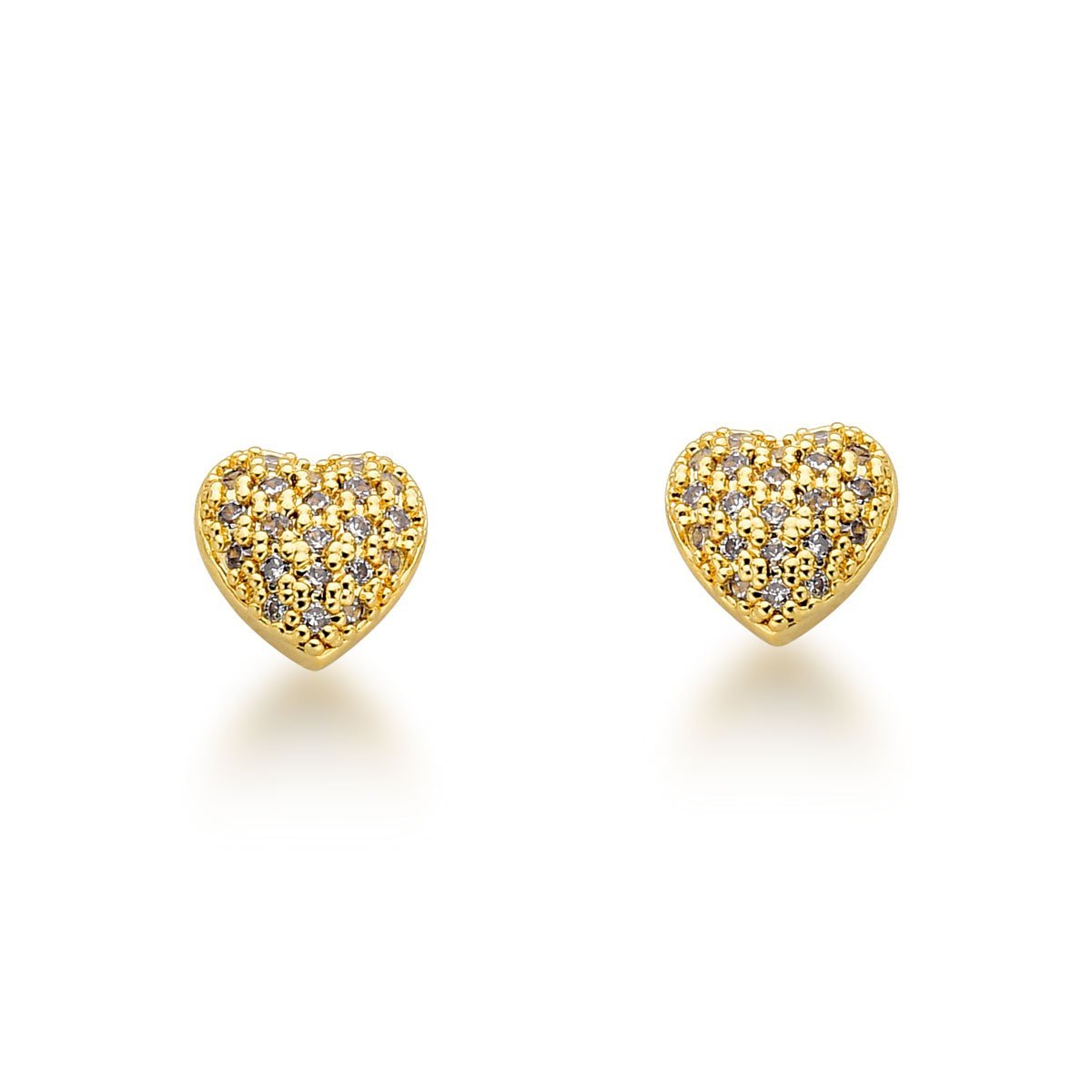 Kit Trio de Brincos coração cravejado Banhado Ouro 18k Dourado 4