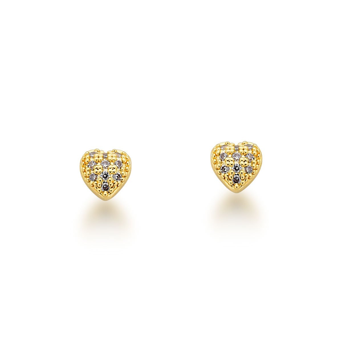 Kit Trio de Brincos coração cravejado Banhado Ouro 18k Dourado 5