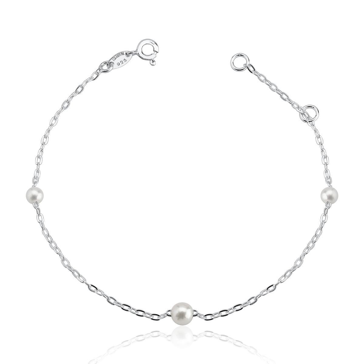 Pulseira Perolas 4mm 5mm Prata 925 - 18cm