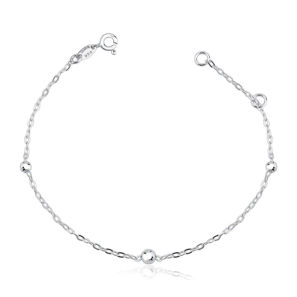 Pulseira Bolas 3mm 4mm Prata 925 - 18cm Prata 1