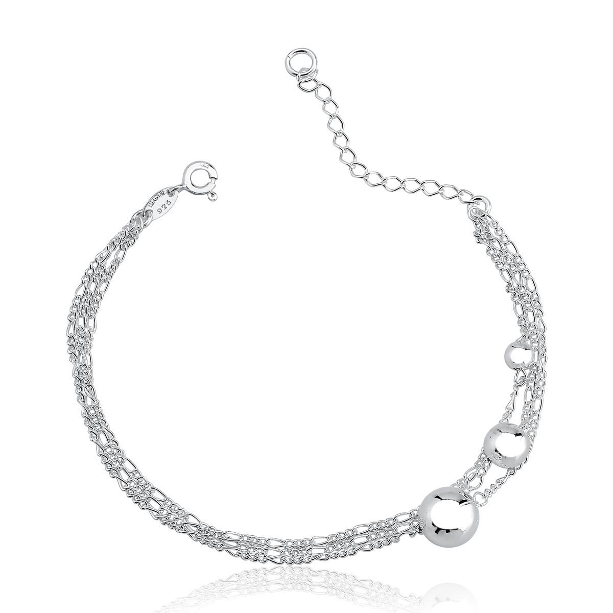 Pulseira de Prata com Elos Delicados e Bolas Centrais em Prata 925 Prata 1