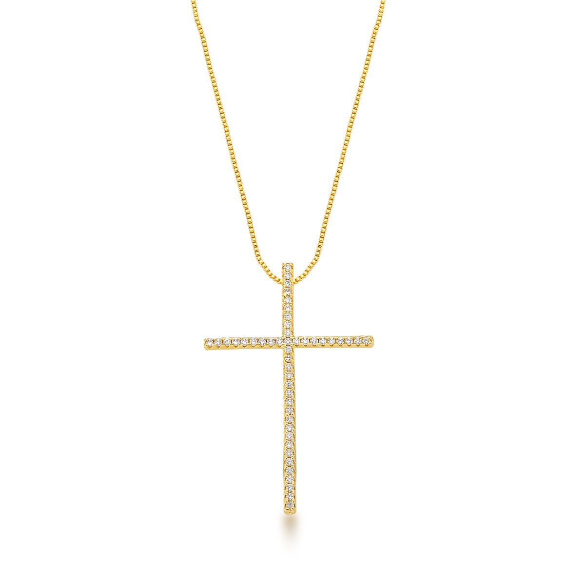 Colar com Crucifixo cravejado banhado a Ouro 18k