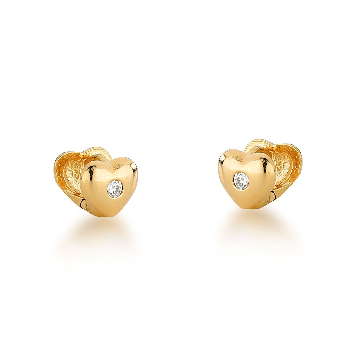 Trio de Brincos Corações com ponto de Luz Banhado a Ouro 18k Dourado 4
