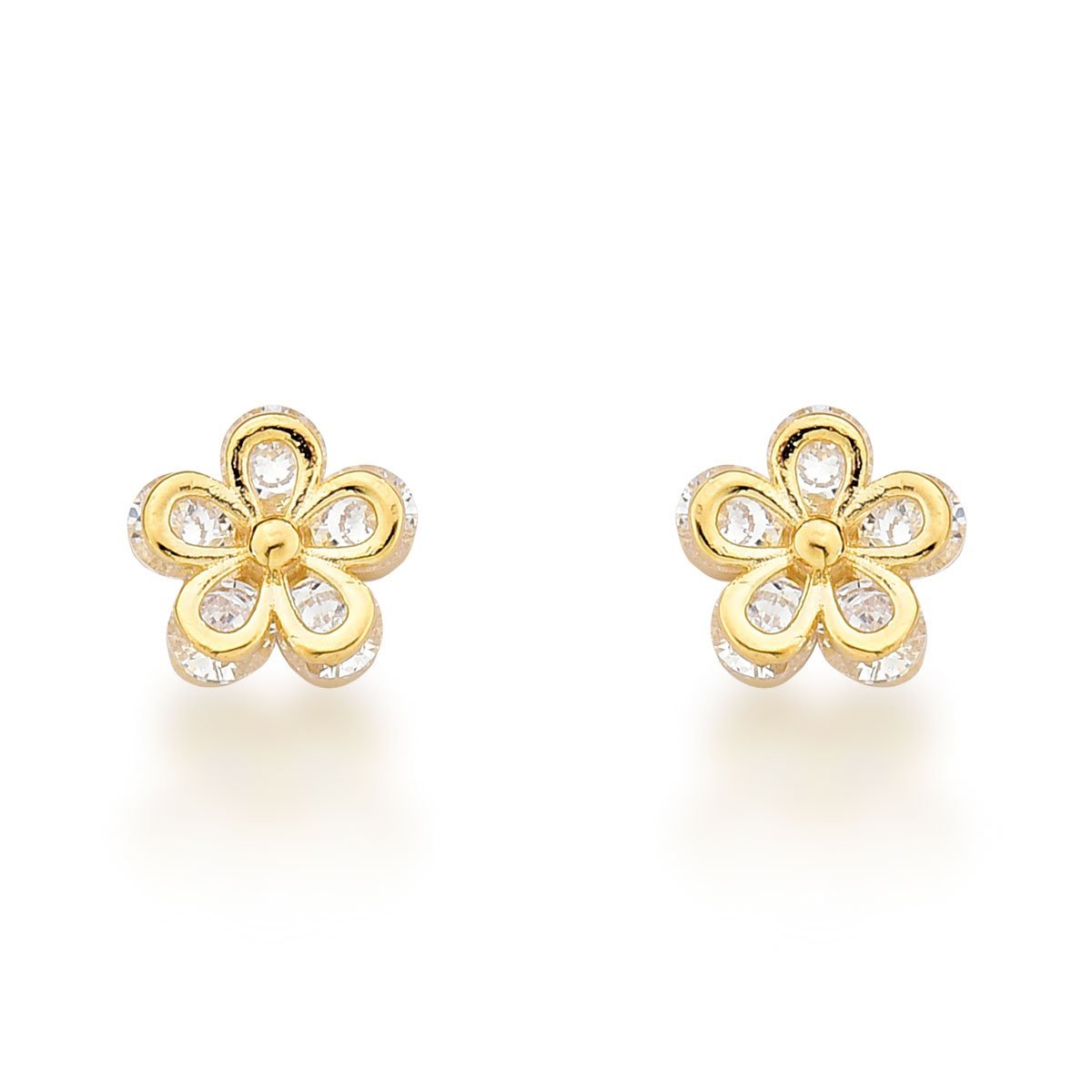 Trio Brincos Flores Banhado a Ouro 18k Dourado 4