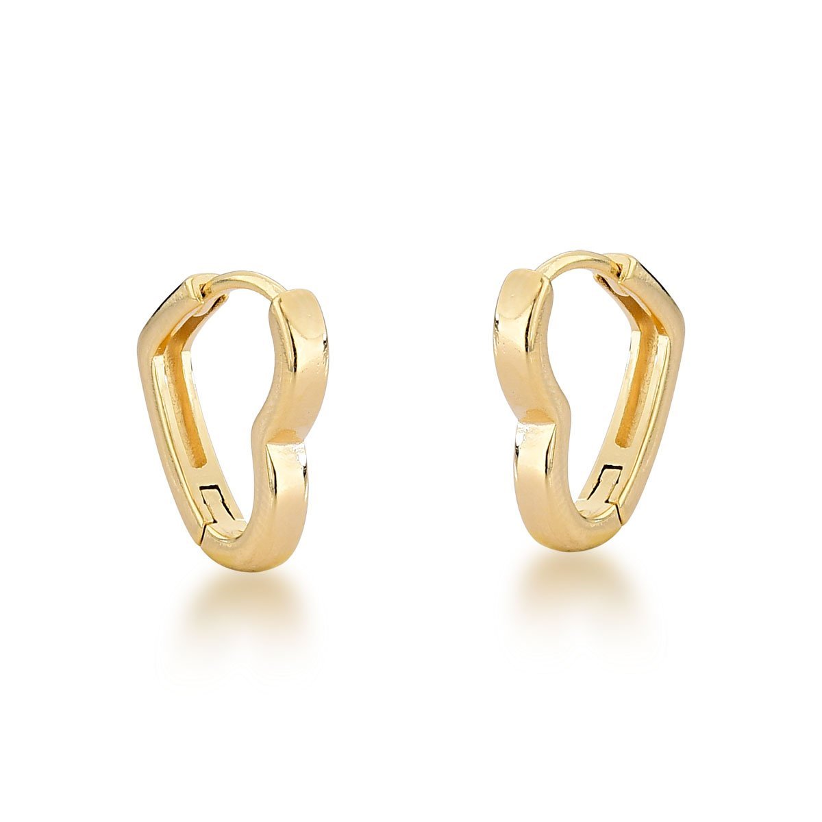 Brinco Trio Argola Coração Lisa Banhada a Ouro 18k Dourado 5